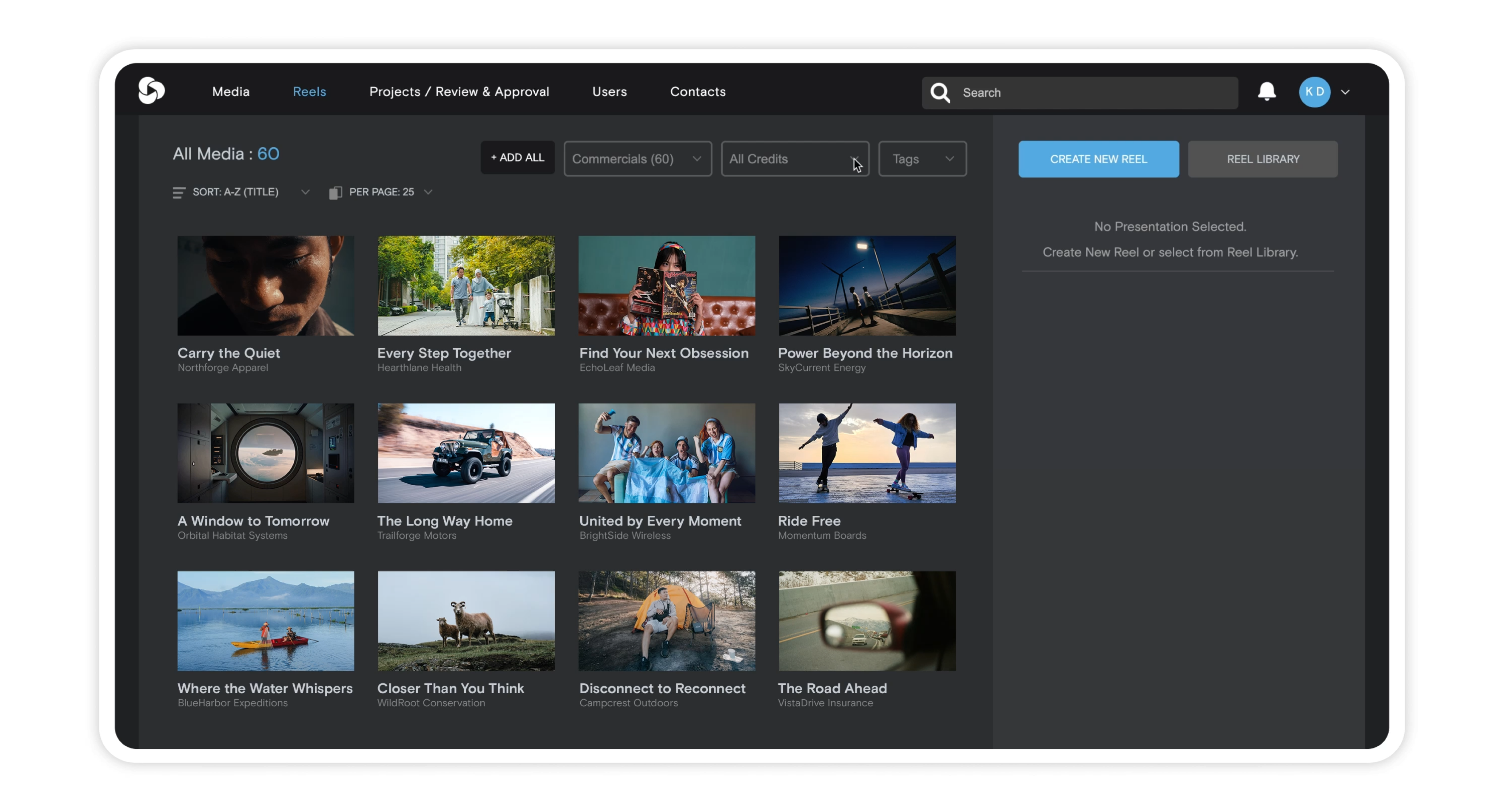 The Simian media library with tagged, searchable clips